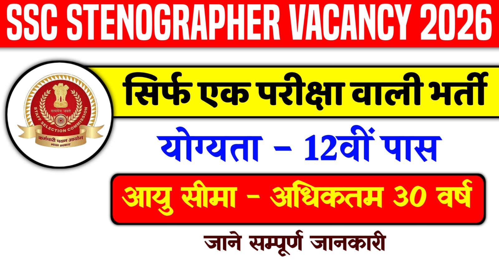 SSC Stenographer Vacancy 2026